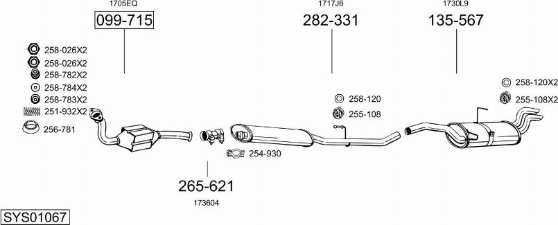 Bosal SYS01067 - Система випуску ОГ autocars.com.ua