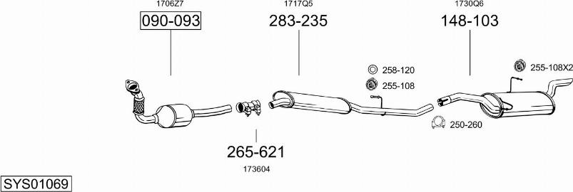 Bosal SYS01069 - Система випуску ОГ autocars.com.ua