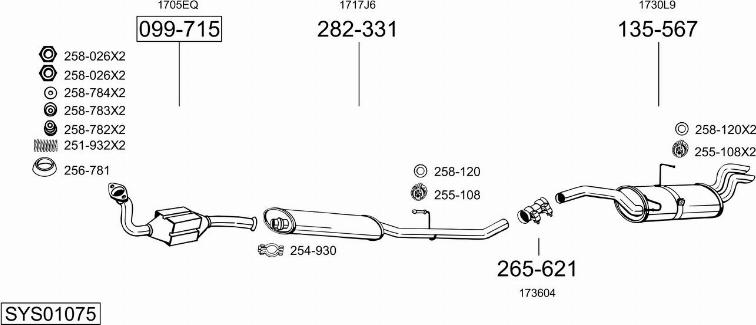 Bosal SYS01075 - Система випуску ОГ autocars.com.ua