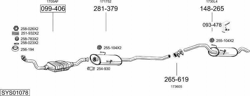 Bosal SYS01078 - Система випуску ОГ autocars.com.ua