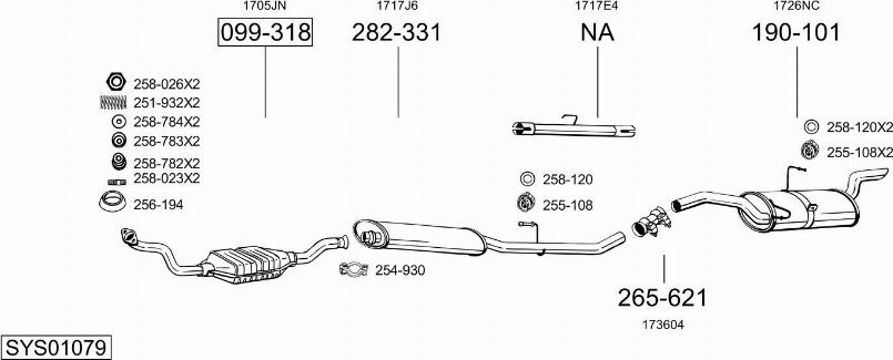 Bosal SYS01079 - Система випуску ОГ autocars.com.ua
