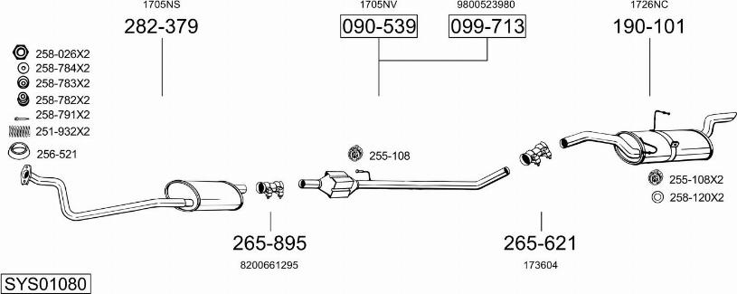Bosal SYS01080 - Система випуску ОГ autocars.com.ua