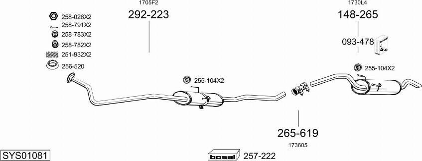 Bosal SYS01081 - Система випуску ОГ autocars.com.ua