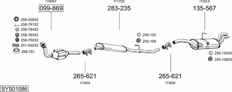Bosal SYS01086 - Система випуску ОГ autocars.com.ua