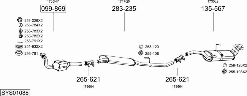 Bosal SYS01088 - Система випуску ОГ autocars.com.ua