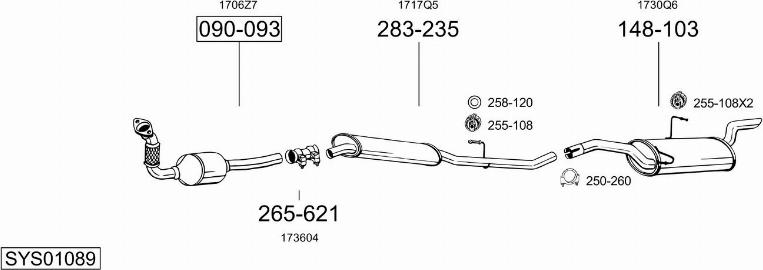 Bosal SYS01089 - Система випуску ОГ autocars.com.ua