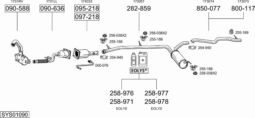 Bosal SYS01090 - Система випуску ОГ autocars.com.ua