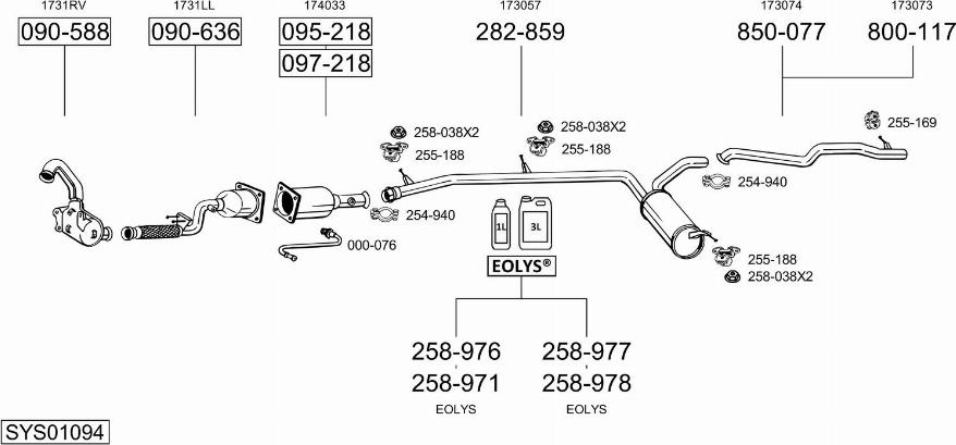 Bosal SYS01094 - Система випуску ОГ autocars.com.ua