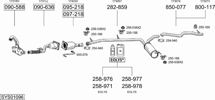 Bosal SYS01096 - Система випуску ОГ autocars.com.ua