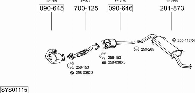 Bosal SYS01115 - Система випуску ОГ autocars.com.ua