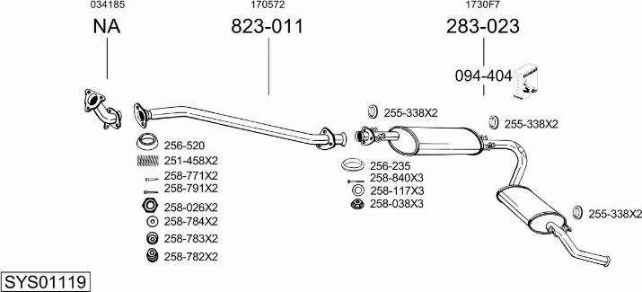 Bosal SYS01119 - Система випуску ОГ autocars.com.ua