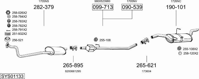 Bosal SYS01133 - Система випуску ОГ autocars.com.ua