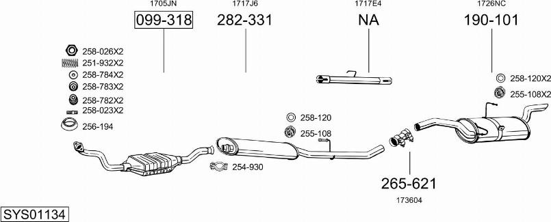 Bosal SYS01134 - Система випуску ОГ autocars.com.ua