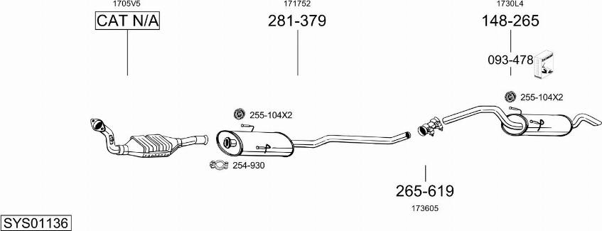 Bosal SYS01136 - Система випуску ОГ autocars.com.ua