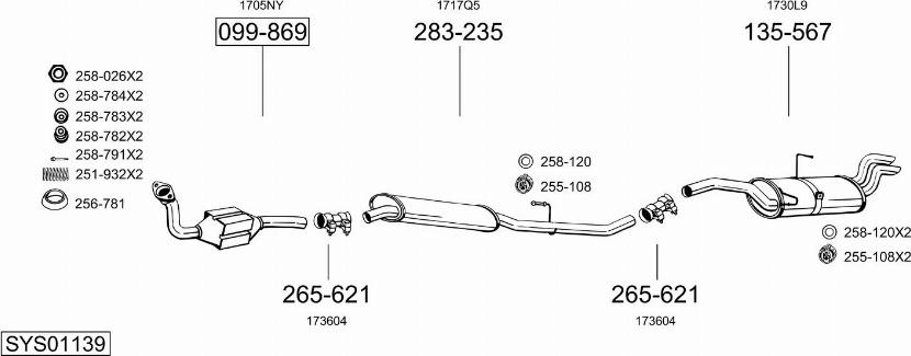 Bosal SYS01139 - Система випуску ОГ autocars.com.ua