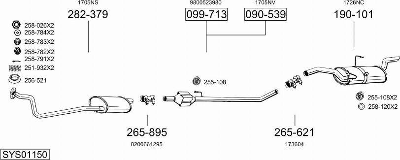 Bosal SYS01150 - Система випуску ОГ autocars.com.ua