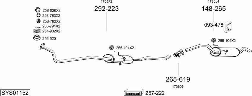 Bosal SYS01152 - Система випуску ОГ autocars.com.ua