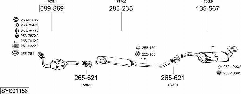 Bosal SYS01156 - Система випуску ОГ autocars.com.ua