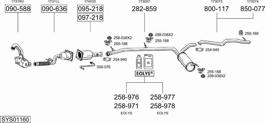 Bosal SYS01160 - Система випуску ОГ autocars.com.ua