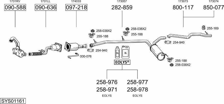 Bosal SYS01161 - Система випуску ОГ autocars.com.ua