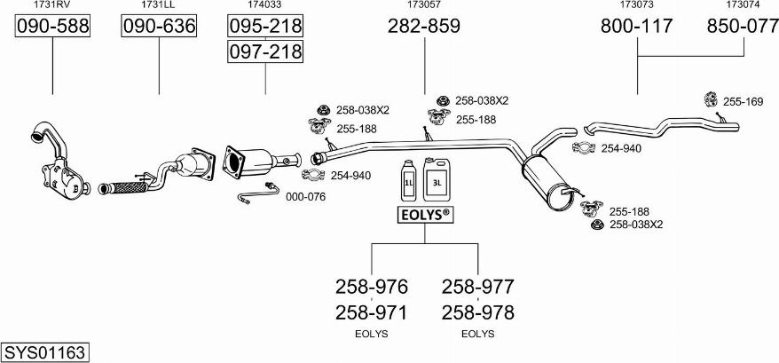 Bosal SYS01163 - Система выпуска ОГ avtokuzovplus.com.ua