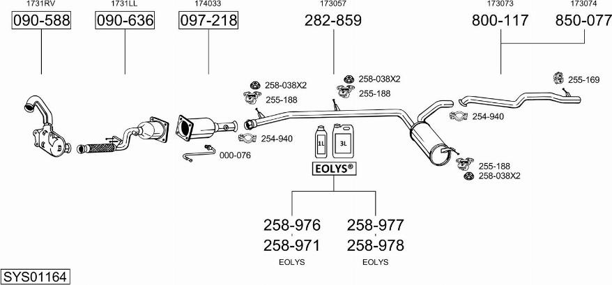 Bosal SYS01164 - Система выпуска ОГ avtokuzovplus.com.ua