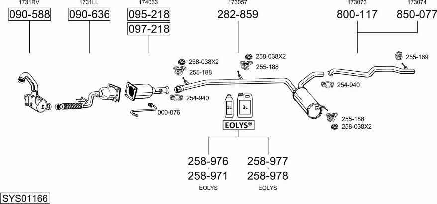 Bosal SYS01166 - Система випуску ОГ autocars.com.ua