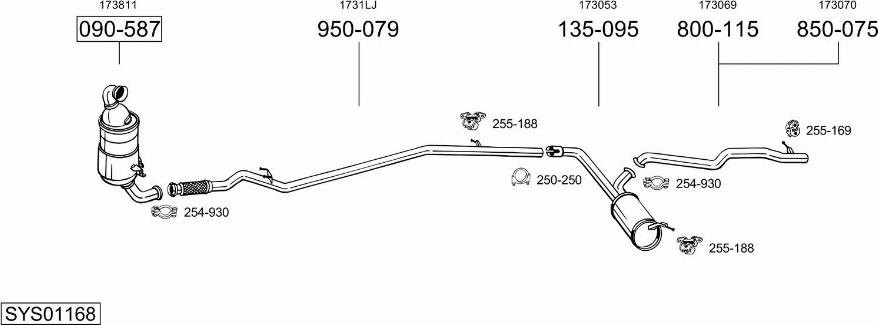 Bosal SYS01168 - Система випуску ОГ autocars.com.ua