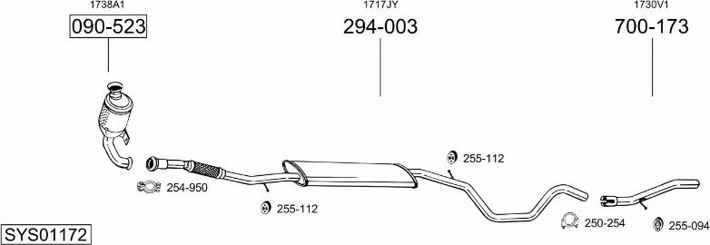 Bosal SYS01172 - Система випуску ОГ autocars.com.ua