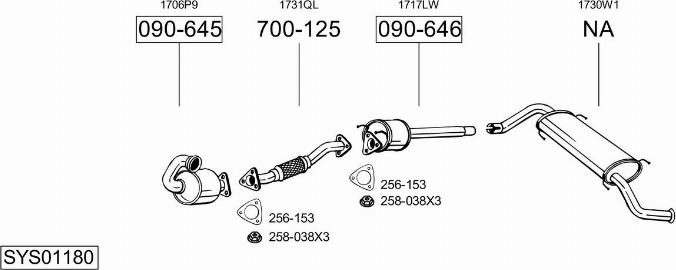 Bosal SYS01180 - Система випуску ОГ autocars.com.ua