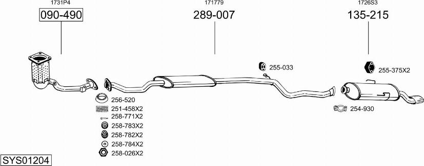 Bosal SYS01204 - Система випуску ОГ autocars.com.ua