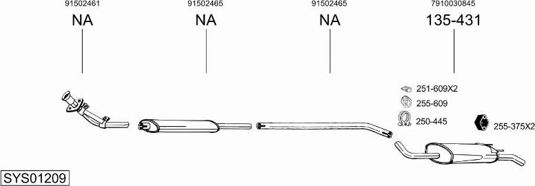 Bosal SYS01209 - Система випуску ОГ autocars.com.ua