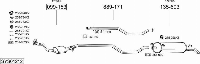 Bosal SYS01212 - Система випуску ОГ autocars.com.ua