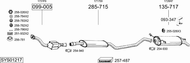 Bosal SYS01217 - Система випуску ОГ autocars.com.ua