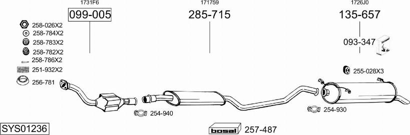 Bosal SYS01236 - Система випуску ОГ autocars.com.ua