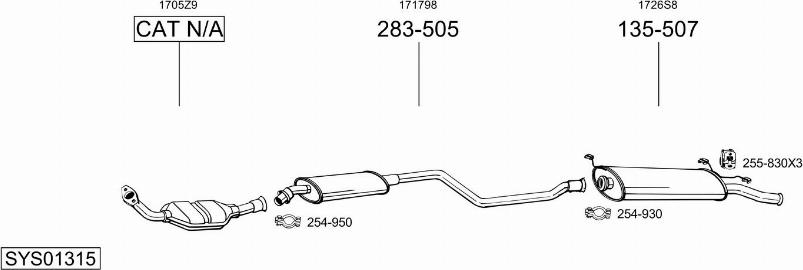 Bosal SYS01315 - Система випуску ОГ autocars.com.ua