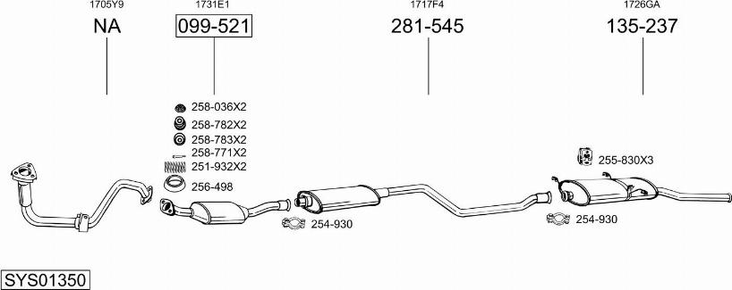 Bosal SYS01350 - Система выпуска ОГ avtokuzovplus.com.ua