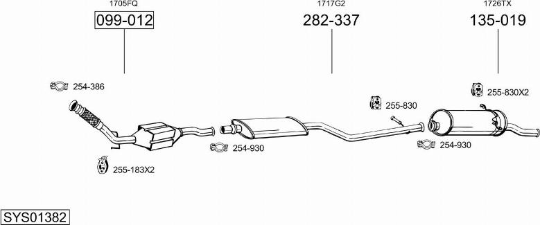 Bosal SYS01382 - Система випуску ОГ autocars.com.ua