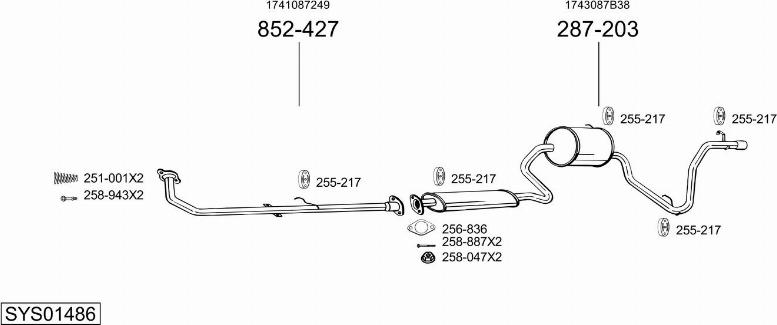 Bosal SYS01486 - Система випуску ОГ autocars.com.ua