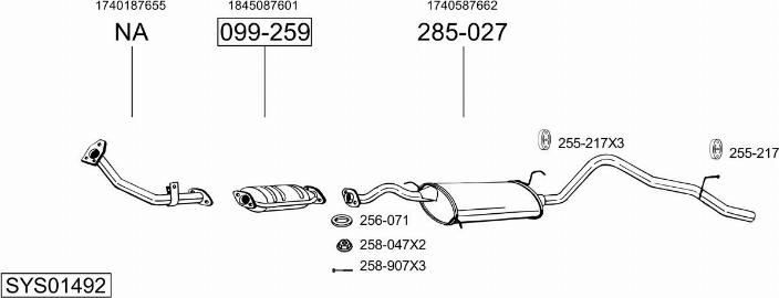 Bosal SYS01492 - Система випуску ОГ autocars.com.ua