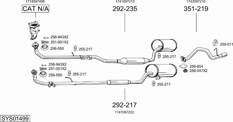 Bosal SYS01499 - Система випуску ОГ autocars.com.ua