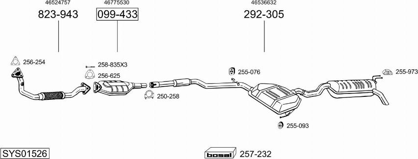 Bosal SYS01526 - Система випуску ОГ autocars.com.ua