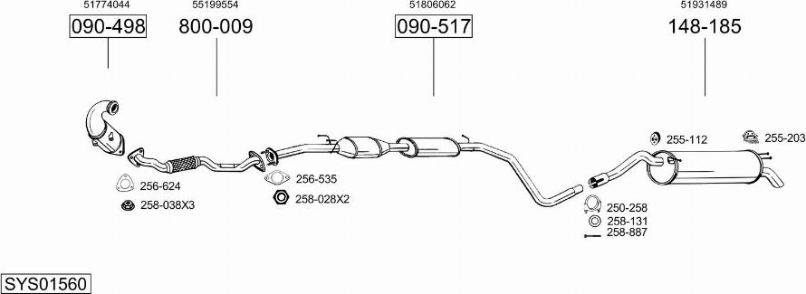 Bosal SYS01560 - Система випуску ОГ autocars.com.ua