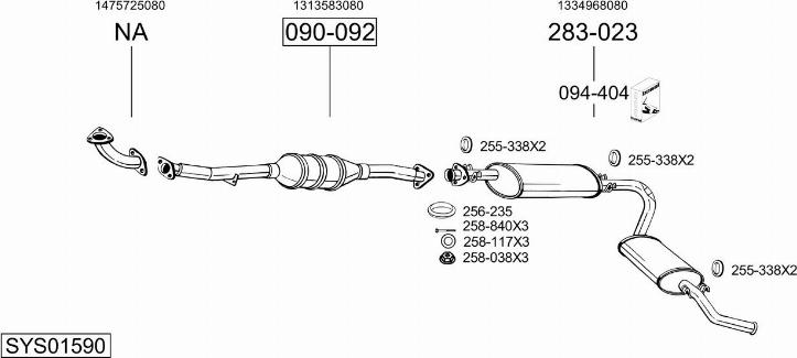 Bosal SYS01590 - Система випуску ОГ autocars.com.ua