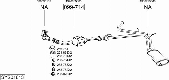 Bosal SYS01613 - Система випуску ОГ autocars.com.ua