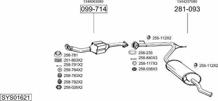 Bosal SYS01621 - Система випуску ОГ autocars.com.ua