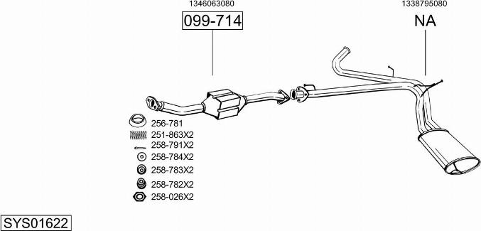 Bosal SYS01622 - Система випуску ОГ autocars.com.ua