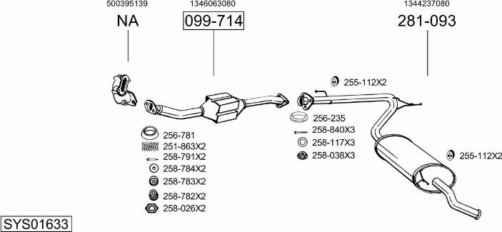 Bosal SYS01633 - Система випуску ОГ autocars.com.ua