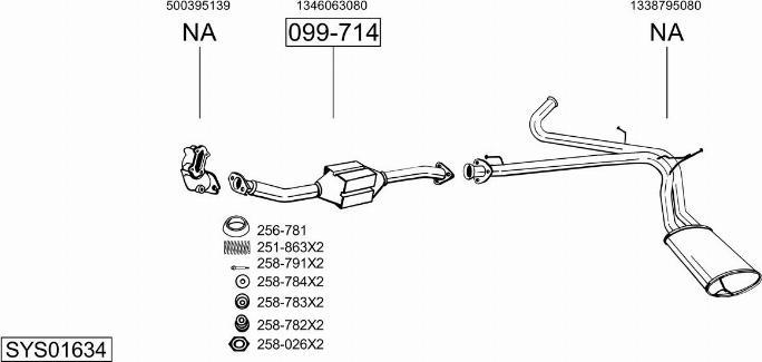 Bosal SYS01634 - Система випуску ОГ autocars.com.ua