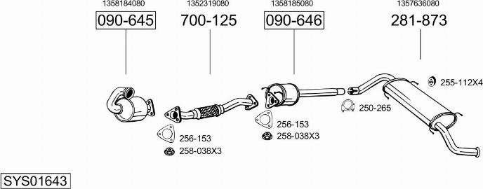 Bosal SYS01643 - Система випуску ОГ autocars.com.ua